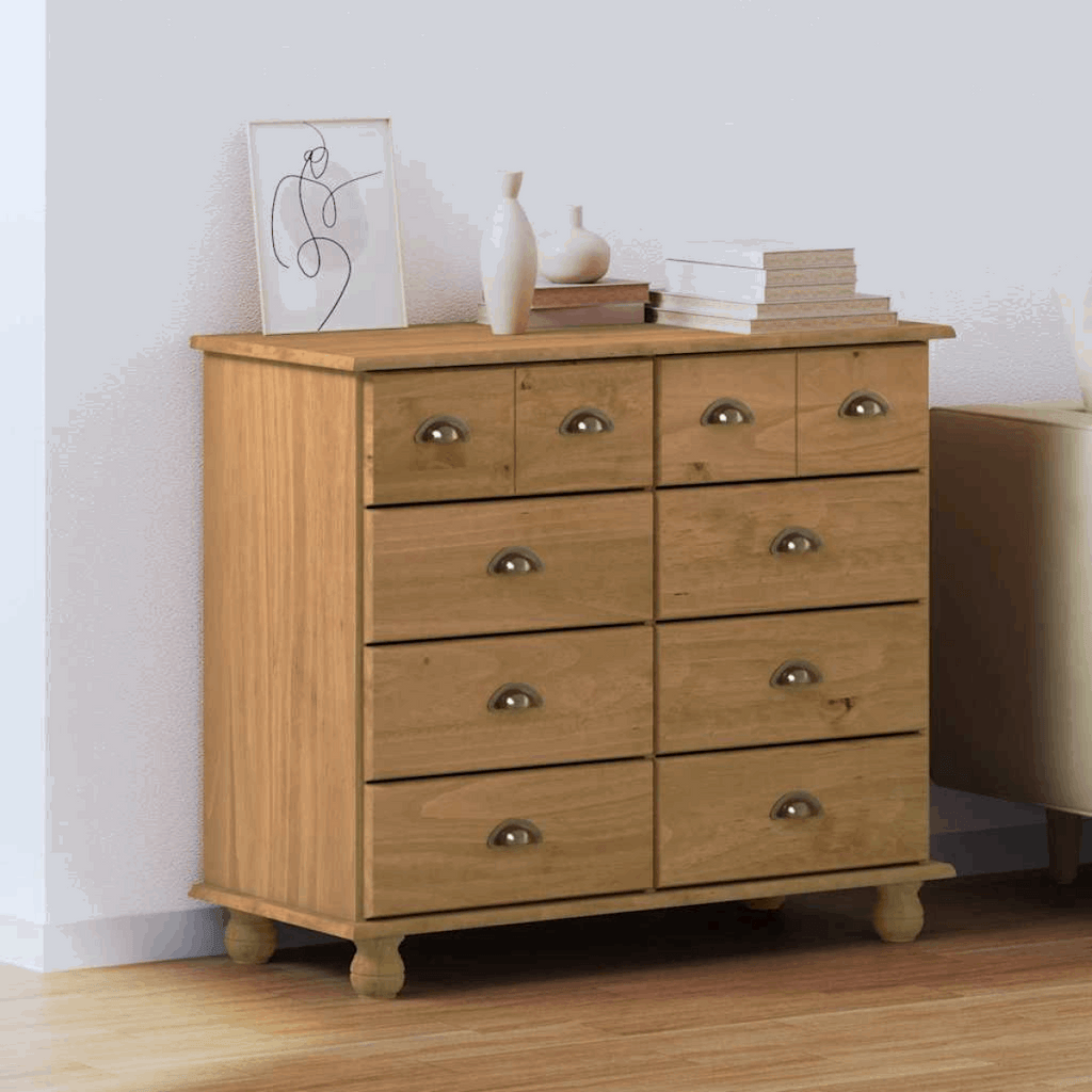 vidaXL Chest of Drawers ASKIM Brown 91 x 40 x 79 cm Solid Pine wood vidaXL