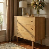 Fishe and Lilly Chest of Drawers in light wood finish with three spacious drawers and elegant design