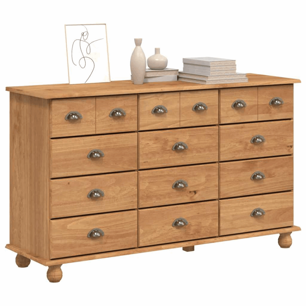 vidaXL Chest of Drawers ASKIM Brown 79 x 40 x 133.5 cm Solid Pine wood vidaXL