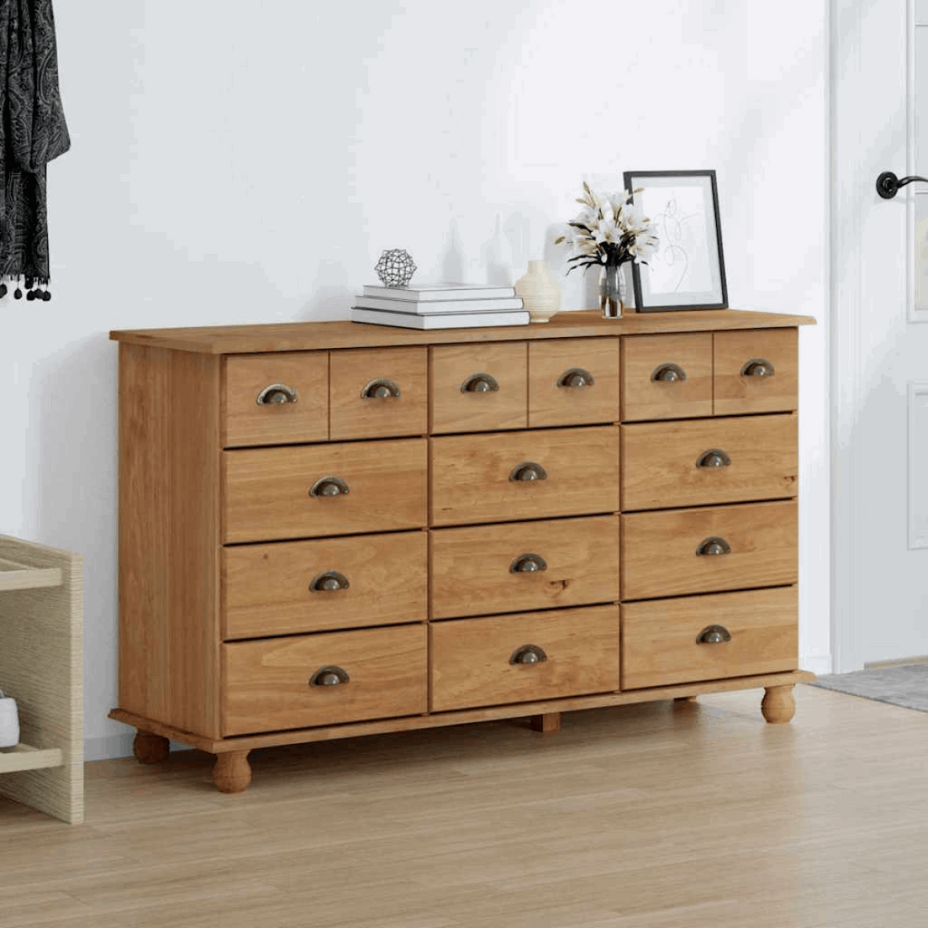 vidaXL Chest of Drawers ASKIM Brown 79 x 40 x 133.5 cm Solid Pine wood vidaXL