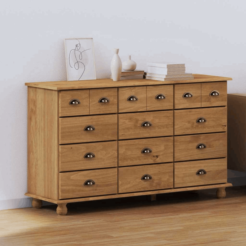 vidaXL Chest of Drawers ASKIM Brown 79 x 40 x 133.5 cm Solid Pine wood Brown vidaXL