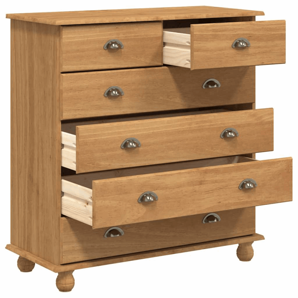 vidaXL Chest of Drawers ASKIM Brown 91 x 40 x 95.5 cm Solid Pine wood vidaXL
