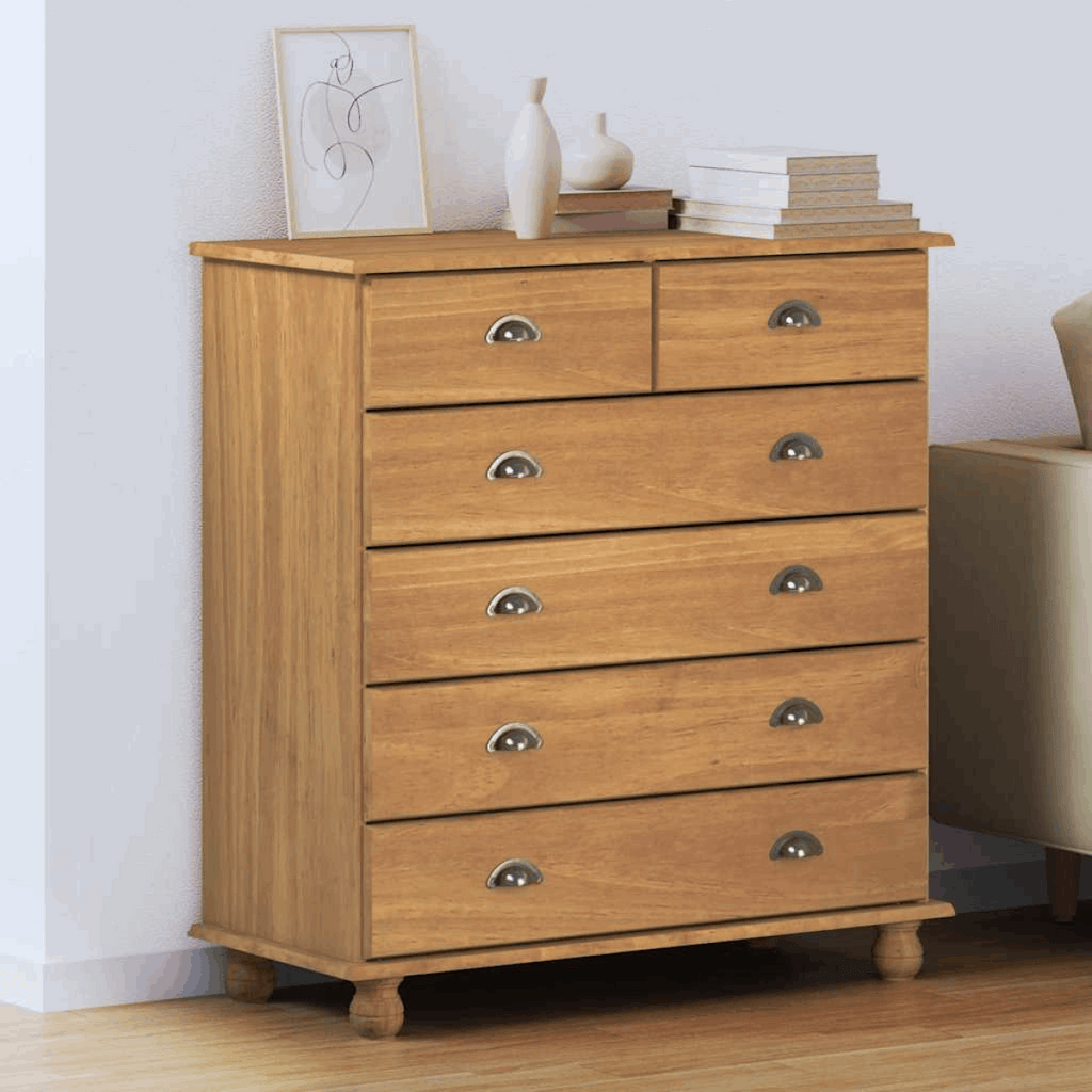 vidaXL Chest of Drawers ASKIM Brown 91 x 40 x 95.5 cm Solid Pine wood Brown vidaXL