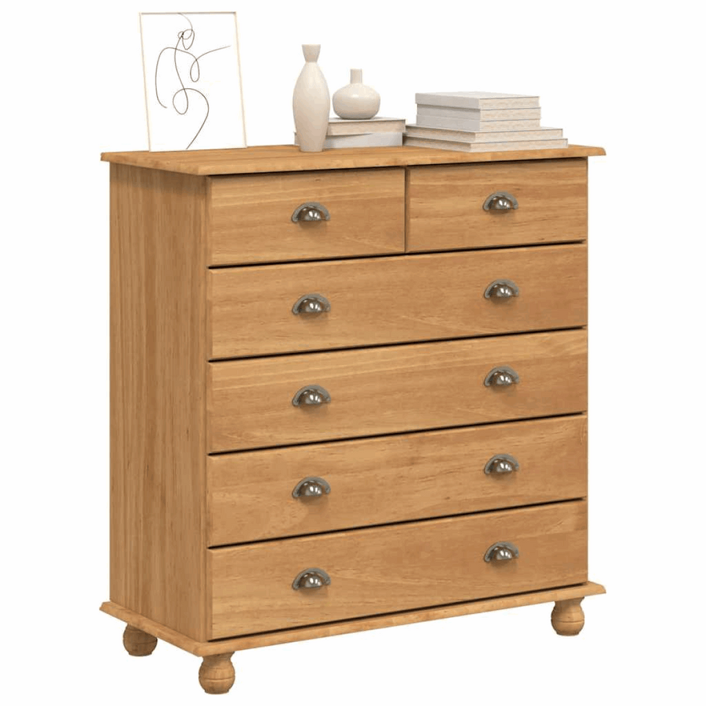 vidaXL Chest of Drawers ASKIM Brown 91 x 40 x 95.5 cm Solid Pine wood vidaXL