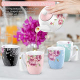 Vintage Shabby Chic China Mugs Set with Floral Design for Afternoon Tea, Includes Matching Teapot and Cake Plates