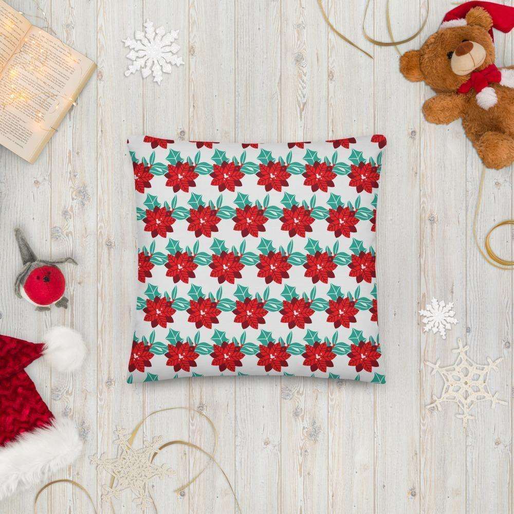 Christmas Couch Cushion / Pillow - Holly Design on White Background Shades 4 Seasons