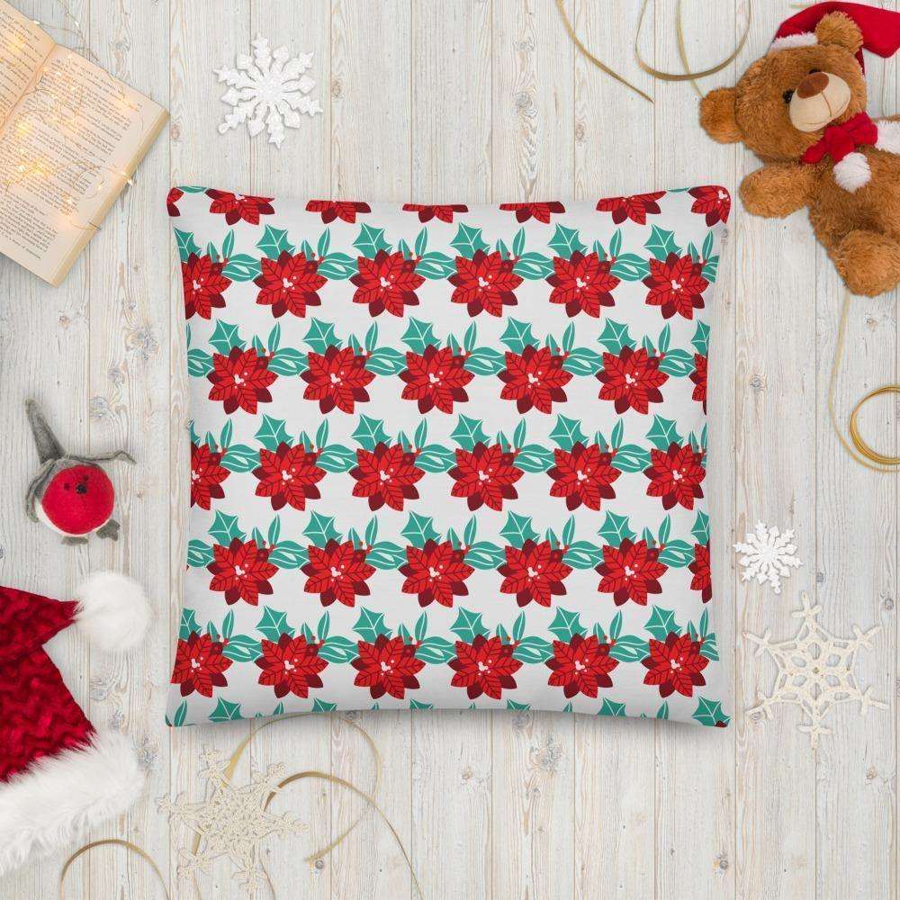 Christmas Couch Cushion / Pillow - Holly Design on White Background Shades 4 Seasons