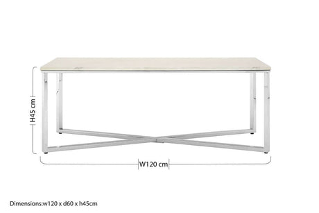 Allure White Faux Marble Chrome Coffee Table Orsina
