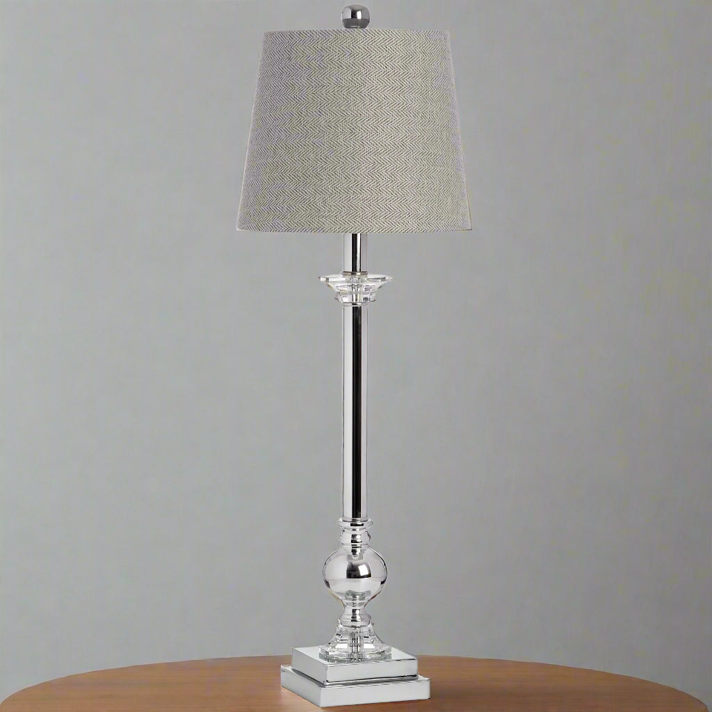 Shades 4 Seasons Chrome Table Lamp with Fabric Shade SILVER GLASS Shades 4 Seasons
