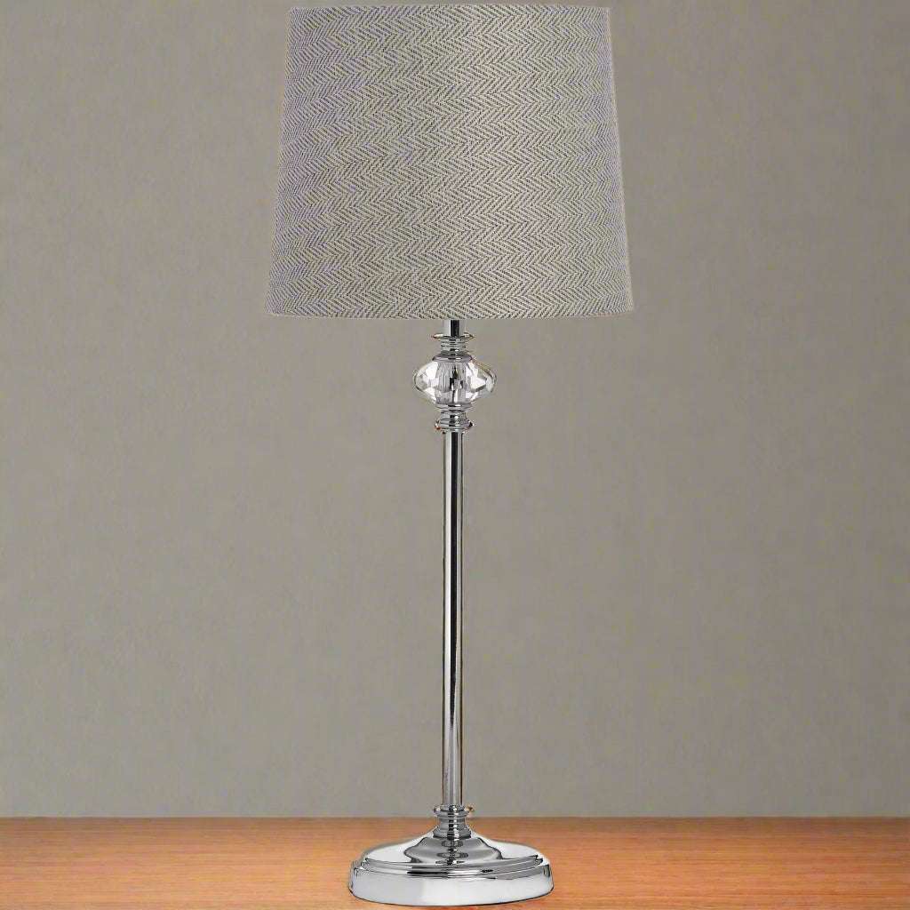 Shades 4 Seasons Chrome Table Lamp with Fabric Shade SILVER GLASS Shades 4 Seasons