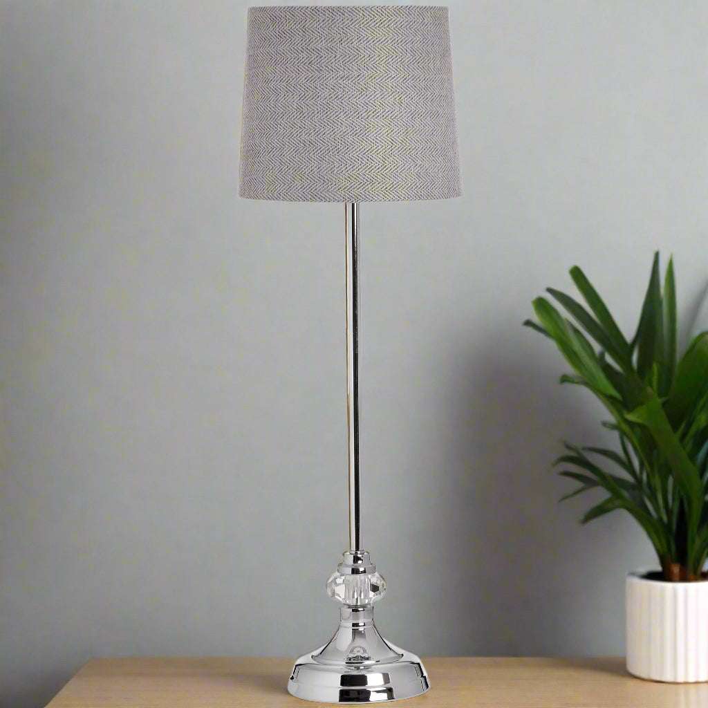 Shades 4 Seasons Chrome Table Lamp with Grey Shade SILVER GLASS Shades 4 Seasons