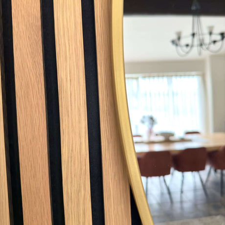 Jobu Home Circle Mirror with elegant wooden frame for stylish home decor