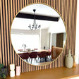 Jobu Home Circle Mirror with a sleek gold frame, ideal for modern interior decor