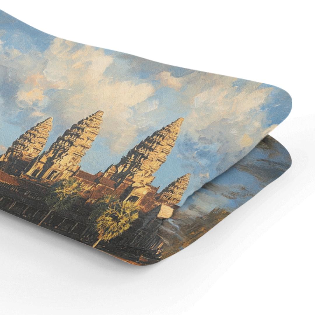 HOME ART HAVEN Throw Blanket featuring a scenic design of ancient temples and a cloudy sky