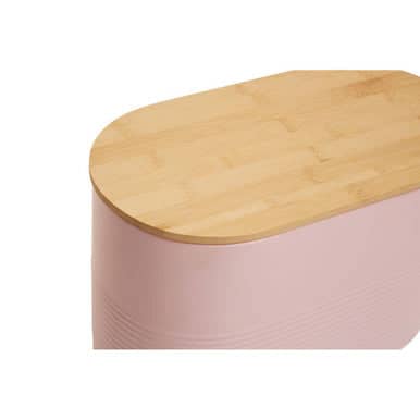 Orsina Stylish Pink Bread Bin with Wooden Lid Orsina