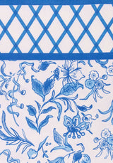 Casa by Josephine Jenno Cotton Tablecloth featuring a blue floral design on a white background