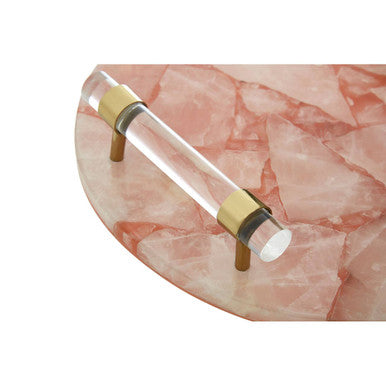 Orsina Quartz Tray in Pink with Elegant Clear Handles for Stylish Serving
