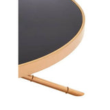 Alvaro Round Coffee Table With Rose Gold Legs And Black Glass Top Orsina