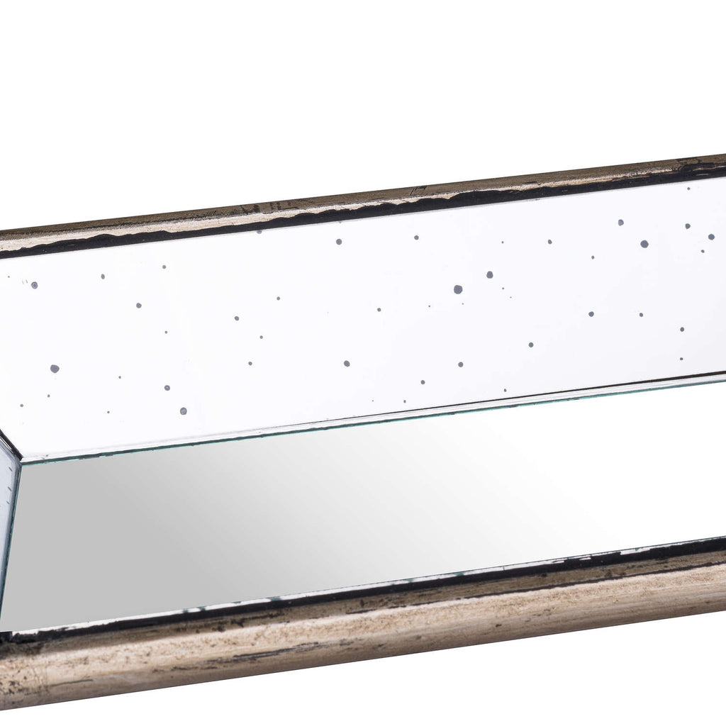 Astor Distressed Mirrored Display Tray With Wooden Detailing Shades 4 Seasons