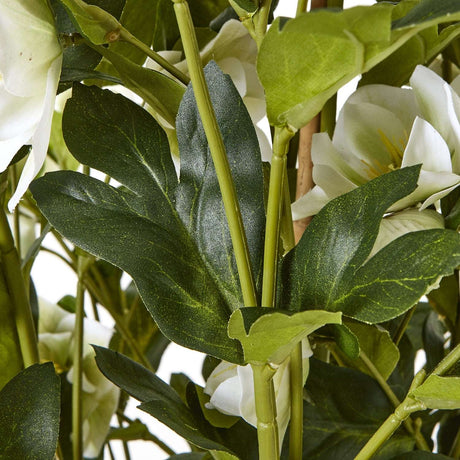 Elegant White Hellebore artificial flowers with lush green leaves for stunning home decor