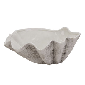 Shades 4 Seasons Adele Shell Bowl - Coastal Centerpiece WHITE CERAMIC Shades 4 Seasons