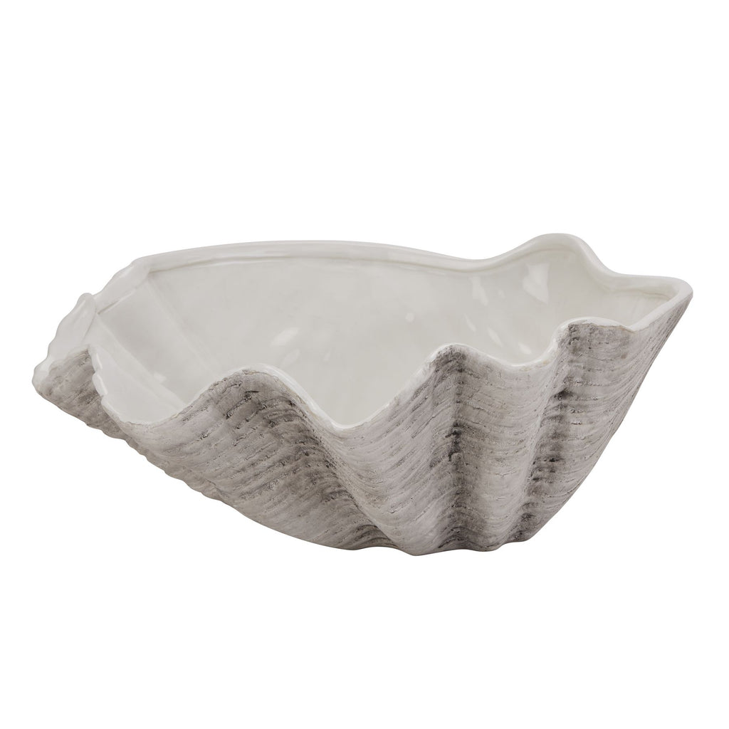 Shades 4 Seasons Adele Shell Bowl - Coastal Centerpiece WHITE CERAMIC Shades 4 Seasons