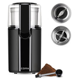Coffee and Spice Grinder in Black with Stainless Steel Blades and Included Measuring Spoon