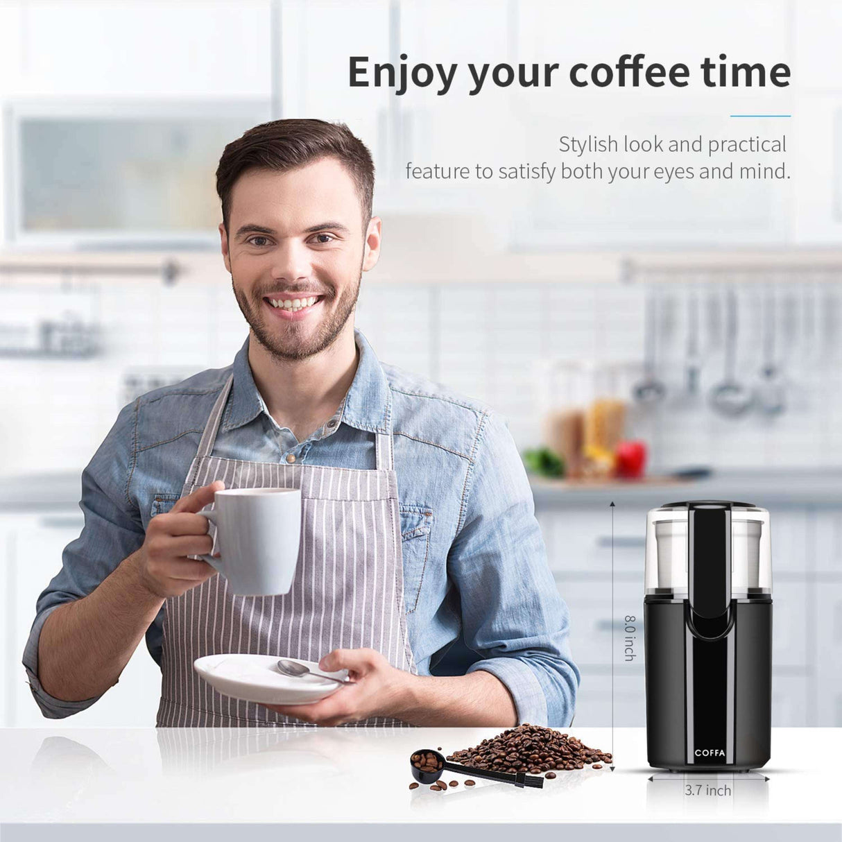 Coffee and Spice Grinder with a sleek design, perfect for grinding coffee and spices effortlessly