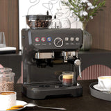 Wise Galleria Coffee Machine in sleek black with built-in grinder and espresso cup