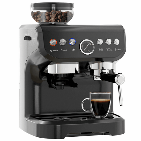 Espresso Coffee Machine With Integrated Bean Grinder And Steam Wand HOMCOM