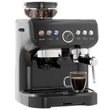 Wise Galleria Coffee Machine in sleek black with built-in grinders and espresso brewing features