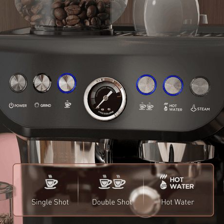 Espresso Coffee Machine With Integrated Bean Grinder And Steam Wand HOMCOM