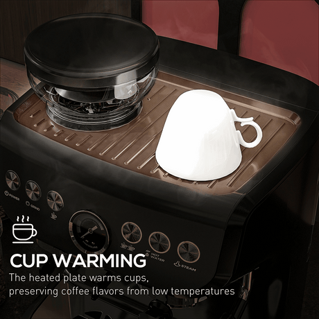 Espresso Coffee Machine With Integrated Bean Grinder And Steam Wand HOMCOM