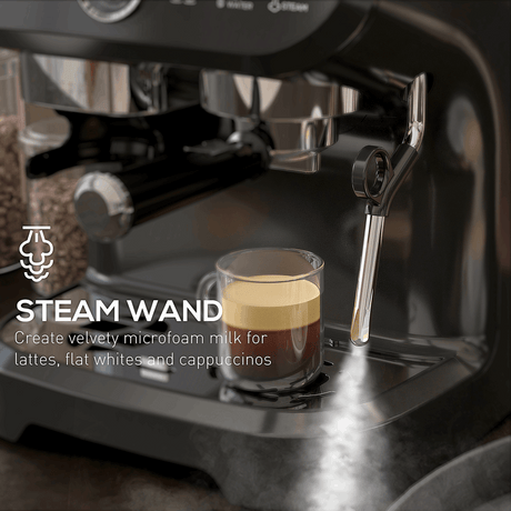Espresso Coffee Machine With Integrated Bean Grinder And Steam Wand HOMCOM