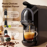 Wise Galleria Coffee Machine with options for Nespresso, Dolce Gusto, and ground coffee use