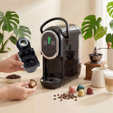 Wise Galleria Coffee Machine with user holding a coffee pod for brewing fresh coffee