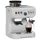 Wise Galleria Coffee Machine with built-in grinder pouring a fresh cup of coffee
