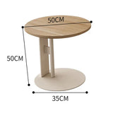Nisu Home Round Coffee Table with Wood Top and Modern White Base, 50cm Diameter