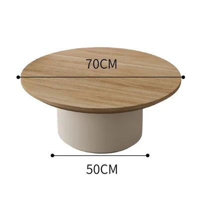 Nisu Home Modern Round Coffee Table with Wooden Top and Stylish Base, 70cm Diameter