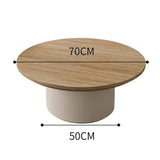 Nisu Home Modern Round Coffee Table with Wooden Top and Stylish Base, 70cm Diameter