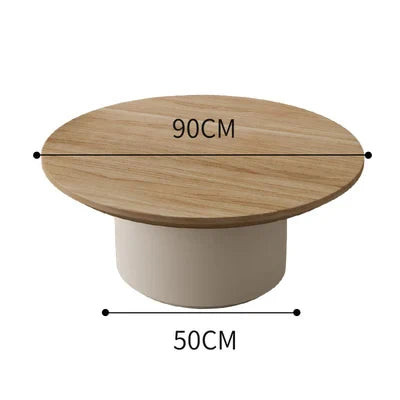 Nisu Home Round Coffee Table with a 90cm wooden top and a stylish 50cm base for modern living rooms