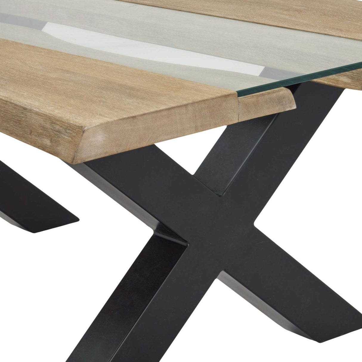 Stylish Shades 4 Seasons Coffee Table with a wooden top and black metal base for modern living rooms
