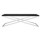 Orsina Coffee Table with Modern Black Top and Sleek Silver Base for Contemporary Living Rooms