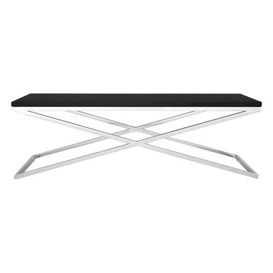 Orsina Coffee Table with Modern Black Top and Sleek Silver Base for Contemporary Living Rooms