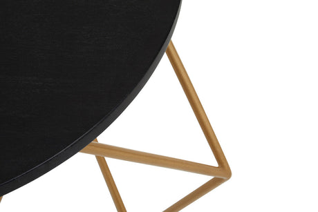 Orsina Stylish Black Coffee Table with Geometric Wooden Base for Modern Living Rooms
