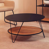 Modern Orsina Coffee Table in black with a circular design and a woven base for stylish living rooms