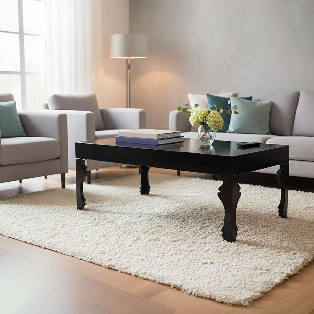Orsina Coffee Table in Black with Elegant Legs, Perfect for Living Room Decor