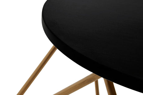 Orsina Coffee Table with a sleek black top and natural wood legs for modern living spaces