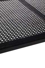 Close-up of Orsina Coffee Table featuring a sleek black mesh design for modern interiors