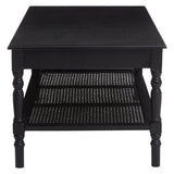 Orsina Black Coffee Table with Decorative Shelf and Elegant Turned Legs